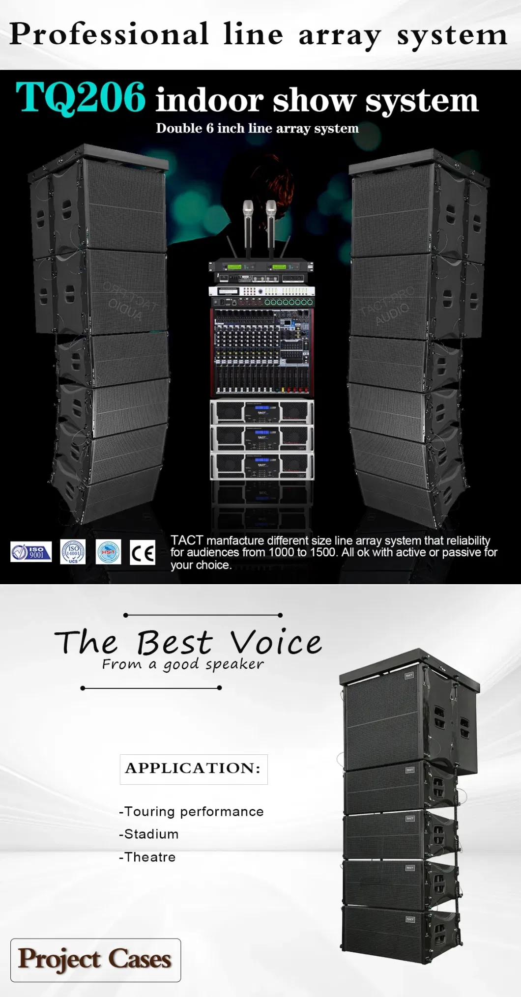 Tq206 Double 6inch Powerful Concert Church Passive Line Array Audio Speaker