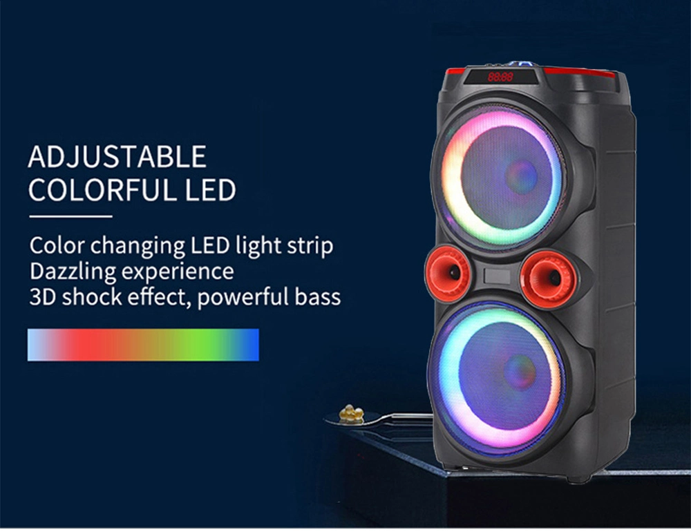 New Private Bass Sound Speaker Box 50W Rechargeable Battery Wireless Karaoke Big Bluetooth- Fire Light Party Box Speaker