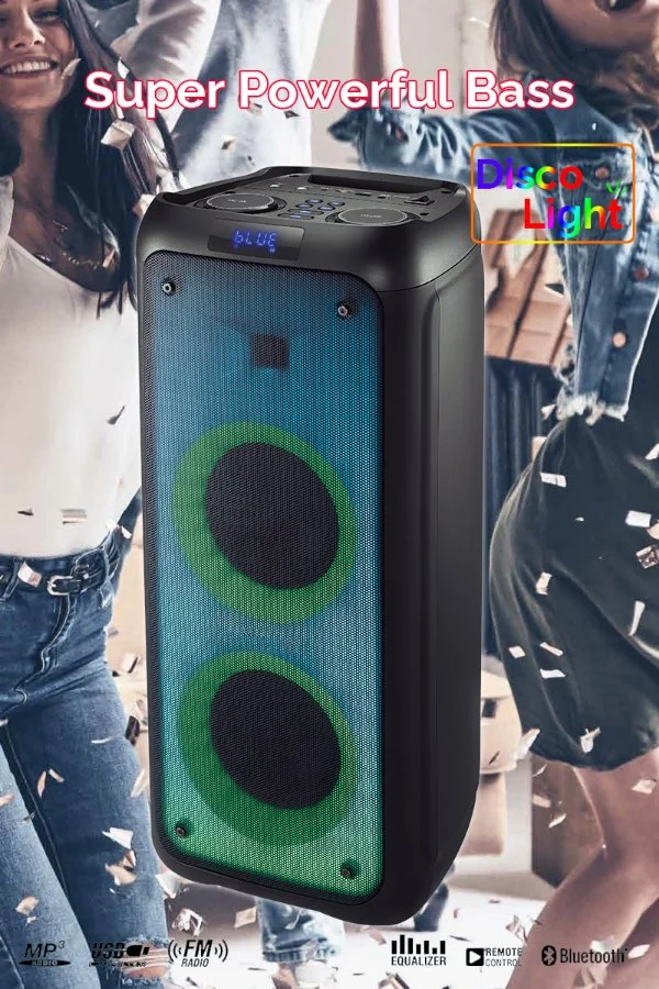 2022 Hot Sale Private Dual 5.5 Inch with Fire Effect Light Wireless Amplifier Portable Sound Party Sound Box Speaker Audio