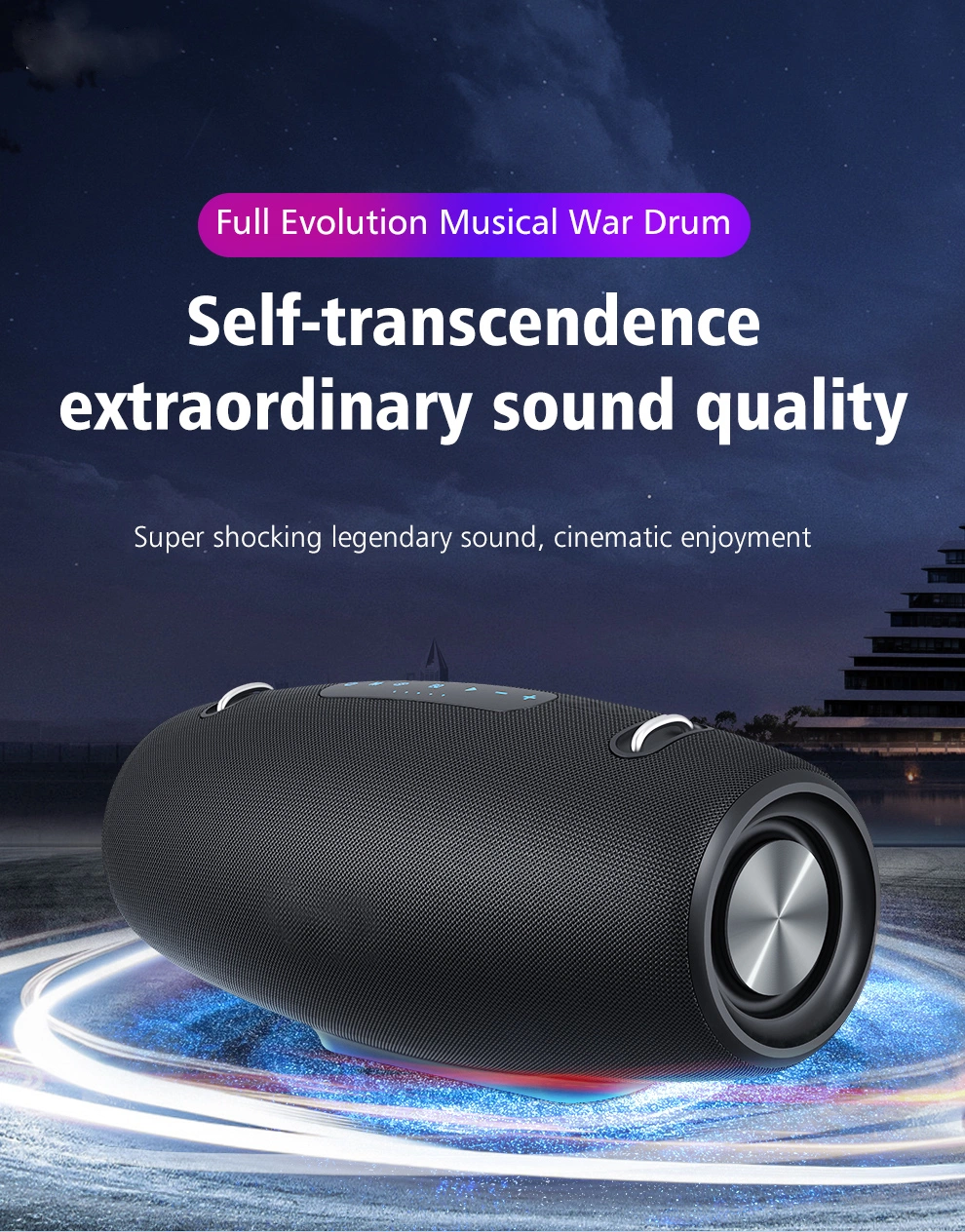 Portable Wireless Bluetooth Speaker with 60W High-Quality Sound, 20h Battery Life